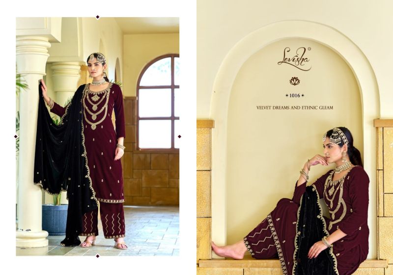 Levisha Riwaaz Vol 2 Velvet Embroidery Work Dress Material Collection