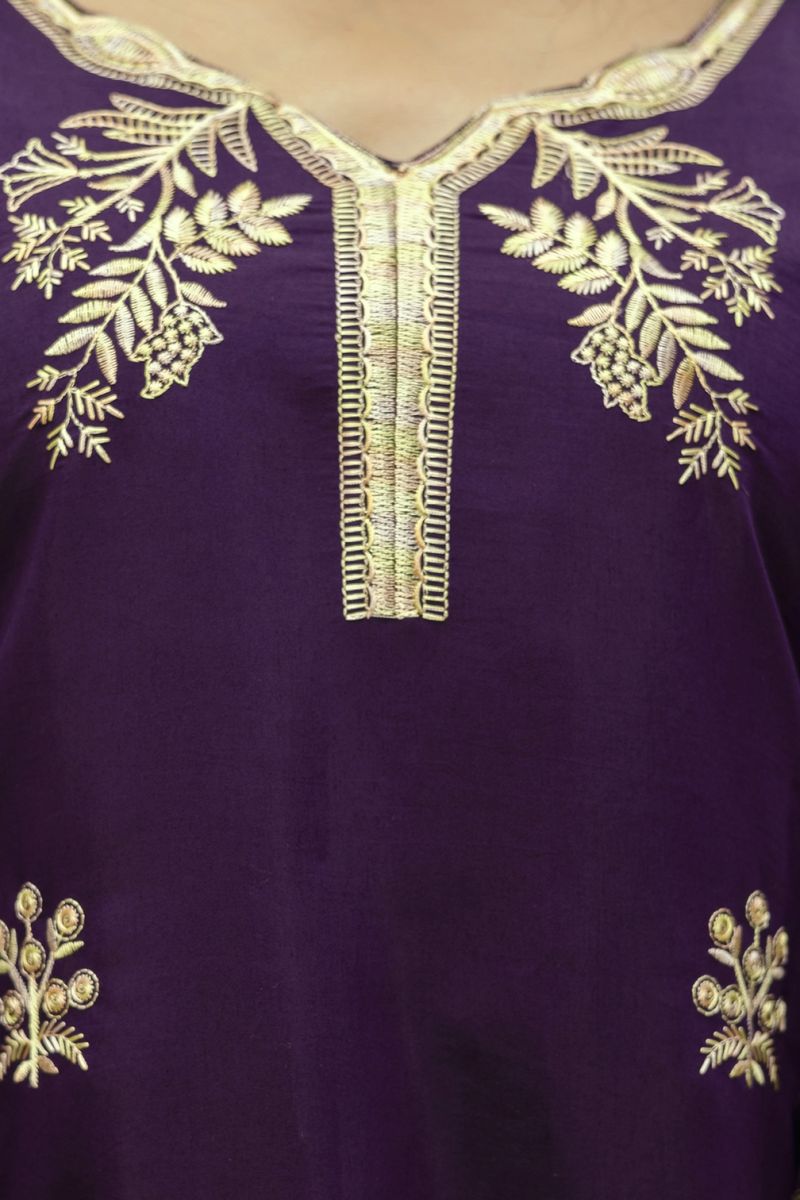 Hr 31 Viscose Chanderi Embroidered Work Kurti Pant And Dupatta