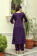 Hr 31 Viscose Chanderi Embroidered Work Kurti Pant And Dupatta