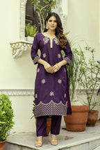 Hr 31 Viscose Chanderi Embroidered Work Kurti Pant And Dupatta