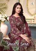 Alok Sana And Sara Cambric Cotton Printed Embroidery Dress Material