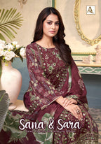 Alok Sana And Sara Cambric Cotton Printed Embroidery Dress Material