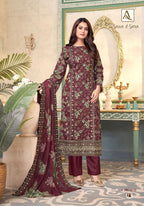 Alok Sana And Sara Cambric Cotton Printed Embroidery Dress Material