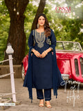 Ossm Gulzar Vol 2 Roman Silk Embroidery Work Kurti Pant And Dupatta