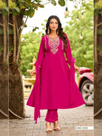 Ossm Gulzar Vol 2 Roman Silk Embroidery Work Kurti Pant And Dupatta