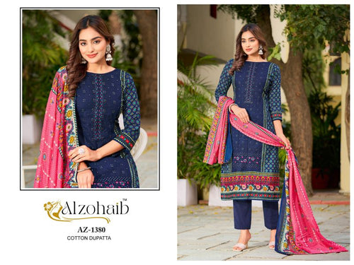 Alzohaib Haseena Chiffon Dupatta Cotton Printed Pakistani Salwar Suits