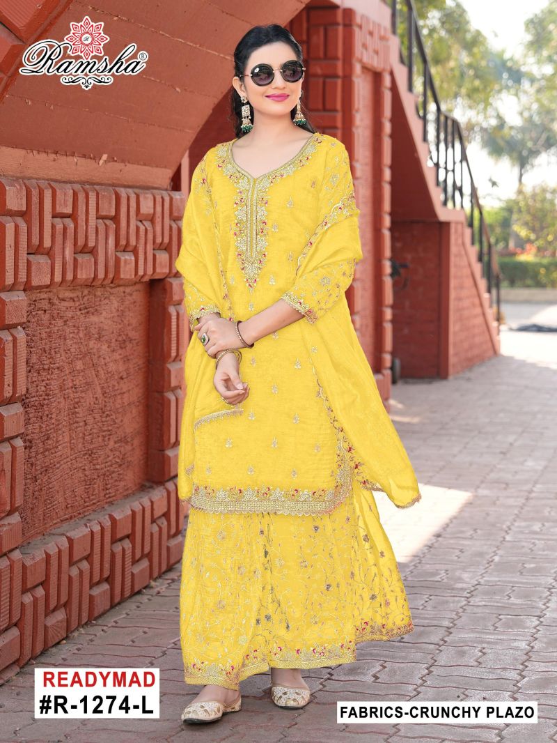 Ramsha R 1274 I To L Crunchy With Work Pakistani Salwar Kameez