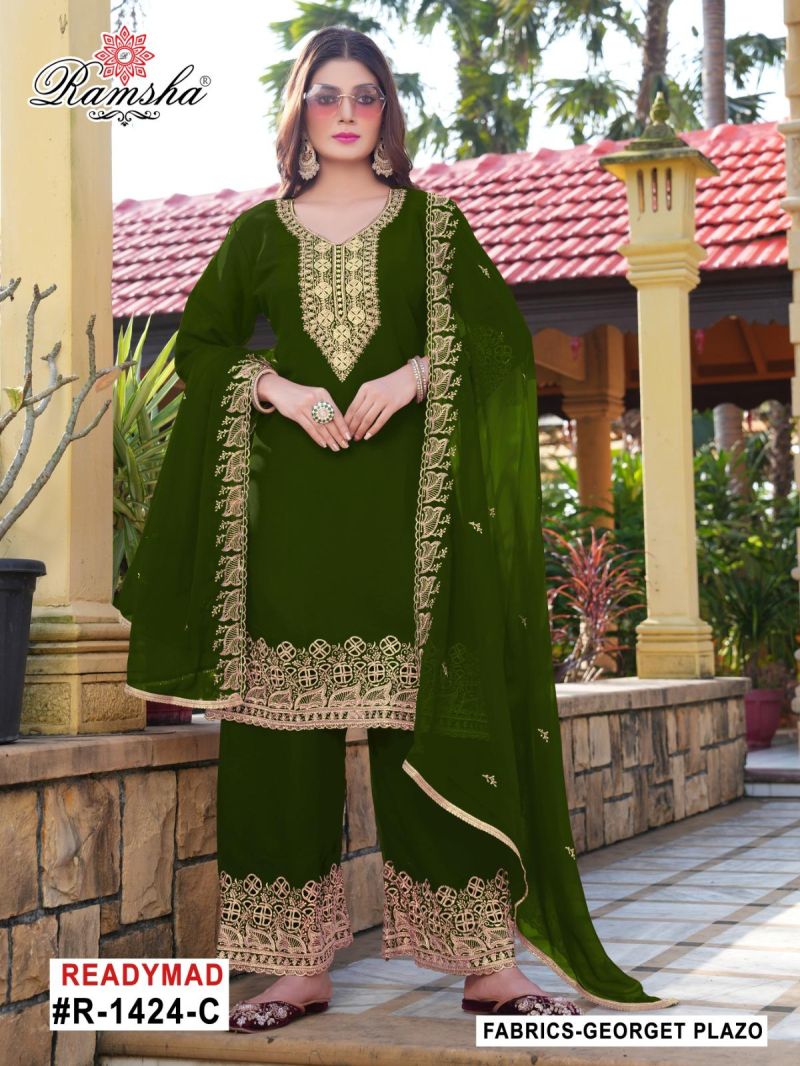 Ramsha R 1424 A To D Georgette Embroidery Pakistani Salwar Kameez