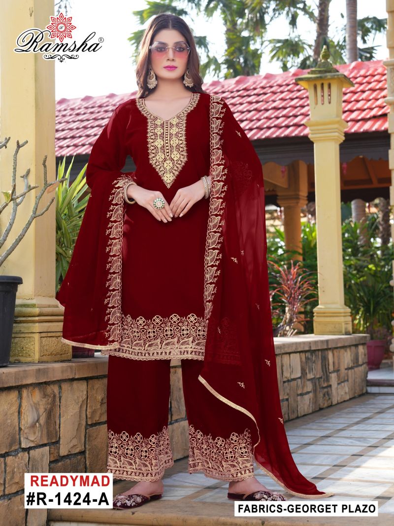 Ramsha R 1424 A To D Georgette Embroidery Pakistani Salwar Kameez