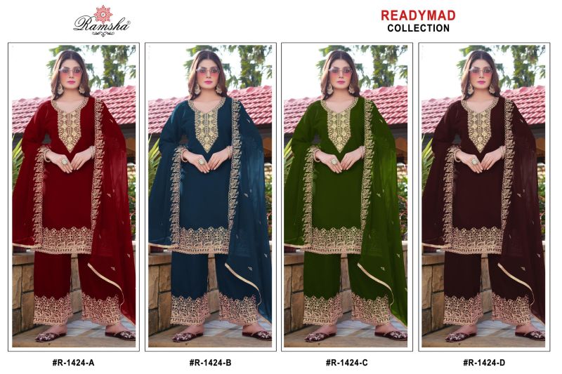 Ramsha R 1424 A To D Georgette Embroidery Pakistani Salwar Kameez