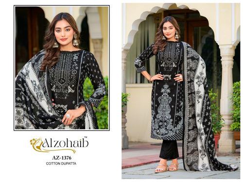Alzohaib Farha Chiffon Dupatta Cotton Print Work Pakistani Salwar Kameez