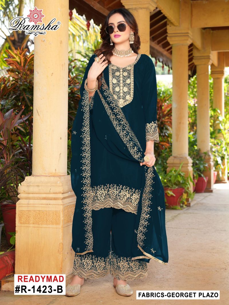 Ramsha R 1423 A To D Georgette Embroidery Pakistani Salwar Kameez