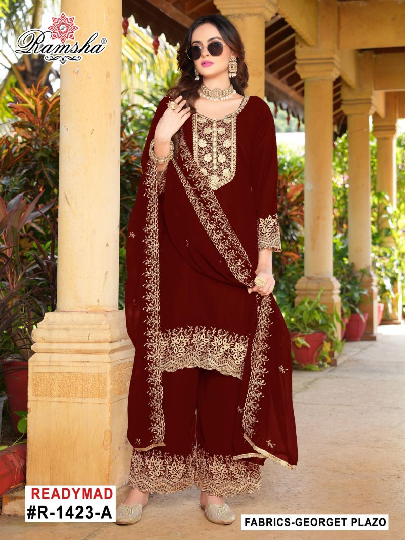 Ramsha R 1423 A To D Georgette Embroidery Pakistani Salwar Kameez