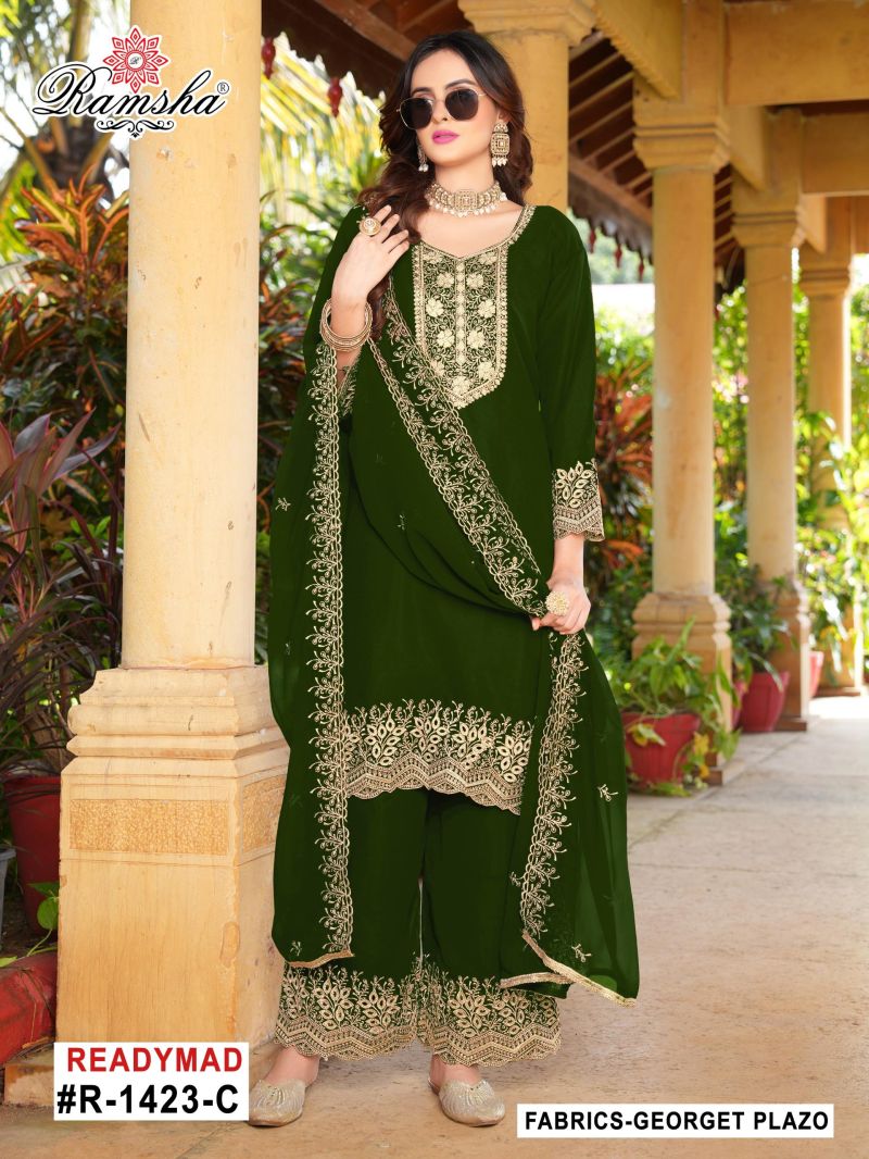 Ramsha R 1423 A To D Georgette Embroidery Pakistani Salwar Kameez