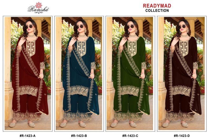 Ramsha R 1423 A To D Georgette Embroidery Pakistani Salwar Kameez