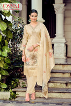 Ossm Gulabo Jacqurd Simmer Silk Embroidery Kurti Pant And Dupatta