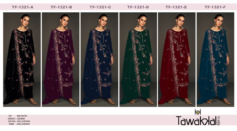 Tf 1321 A To F Velvet Thread And Sequence Work Pakistani Salwar Kameez
