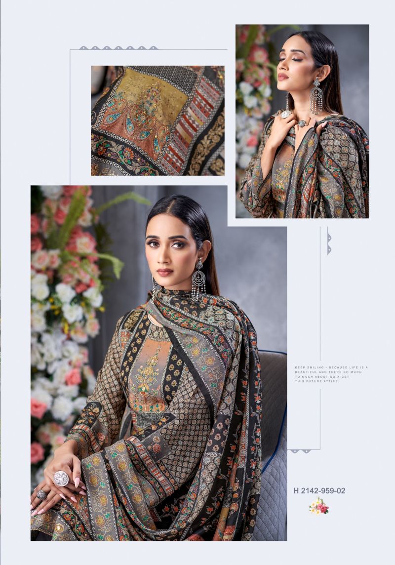 Alok Black Biba Edition 5 Viscose Maslin Designer Dress Material