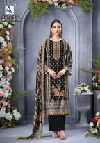Alok Black Biba Edition 5 Viscose Maslin Designer Dress Material