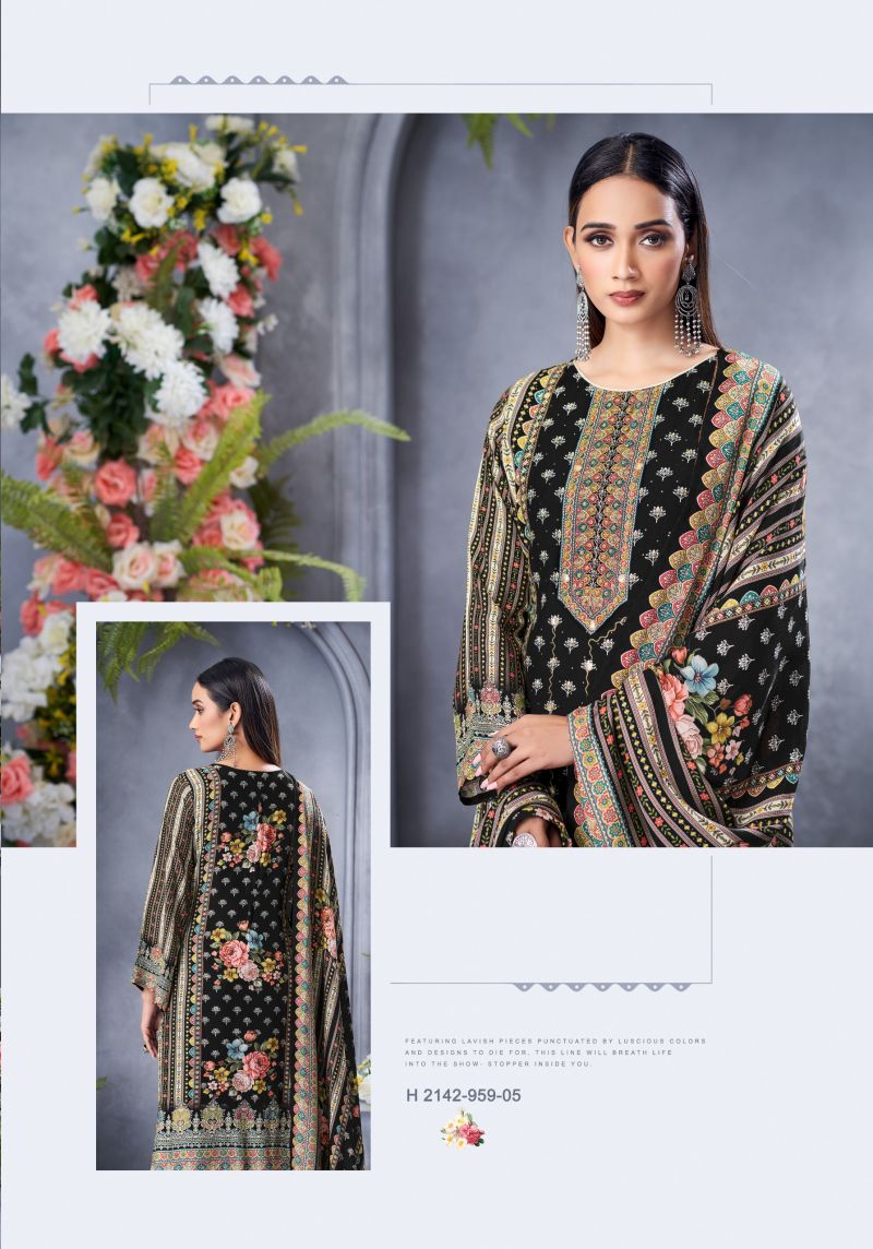 Alok Black Biba Edition 5 Viscose Maslin Designer Dress Material