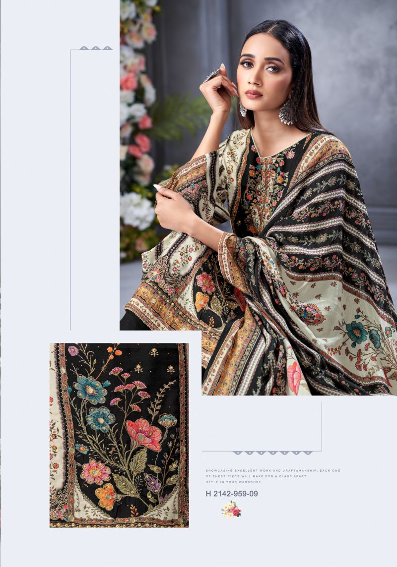 Alok Black Biba Edition 5 Viscose Maslin Designer Dress Material