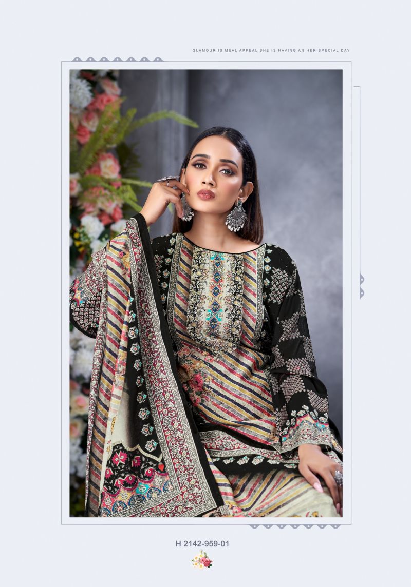 Alok Black Biba Edition 5 Viscose Maslin Designer Dress Material