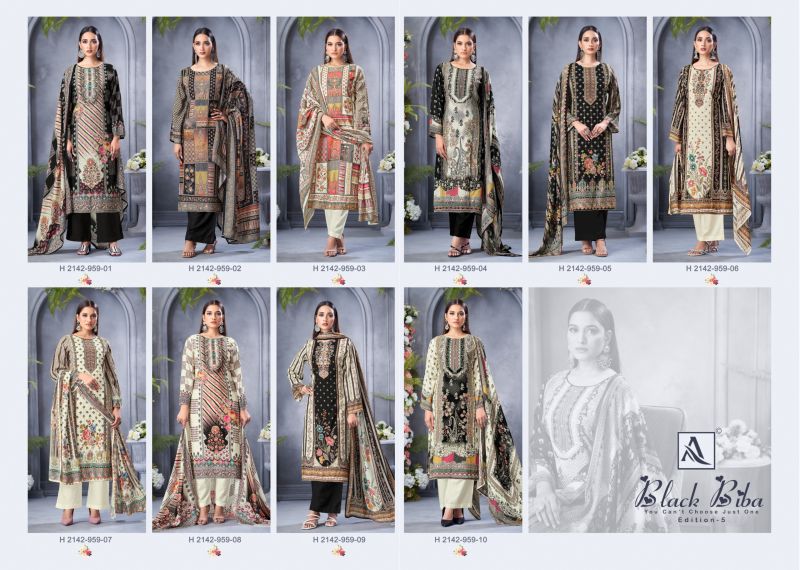 Alok Black Biba Edition 5 Viscose Maslin Designer Dress Material