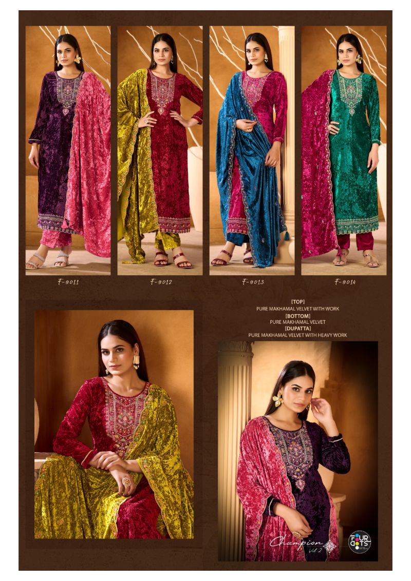 Four Dots Champion Vol 2 Makhmal With Work Designer Salwar Kameez