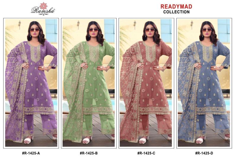 Ramsha R 1425 A To D Organza Embroidery Work Pakistani Salwar Kameez