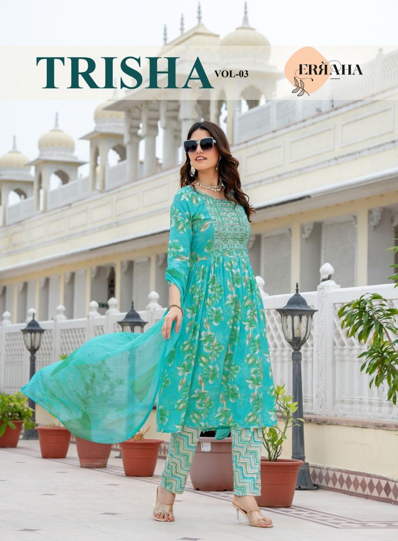 Erraha Trisha Vol 3 Readymade Rayon Capsule Printed Kurti With Bottom Dupatta