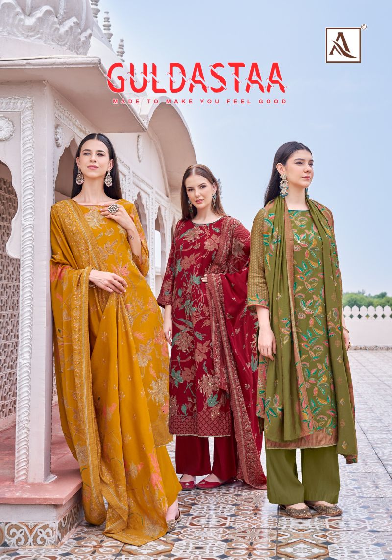 Alok Guldasta Mudaal Discharge Printed And Work Dress Material
