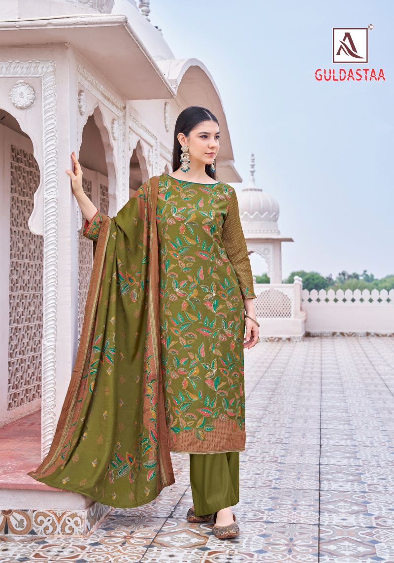 Alok Guldasta Mudaal Discharge Printed And Work Dress Material
