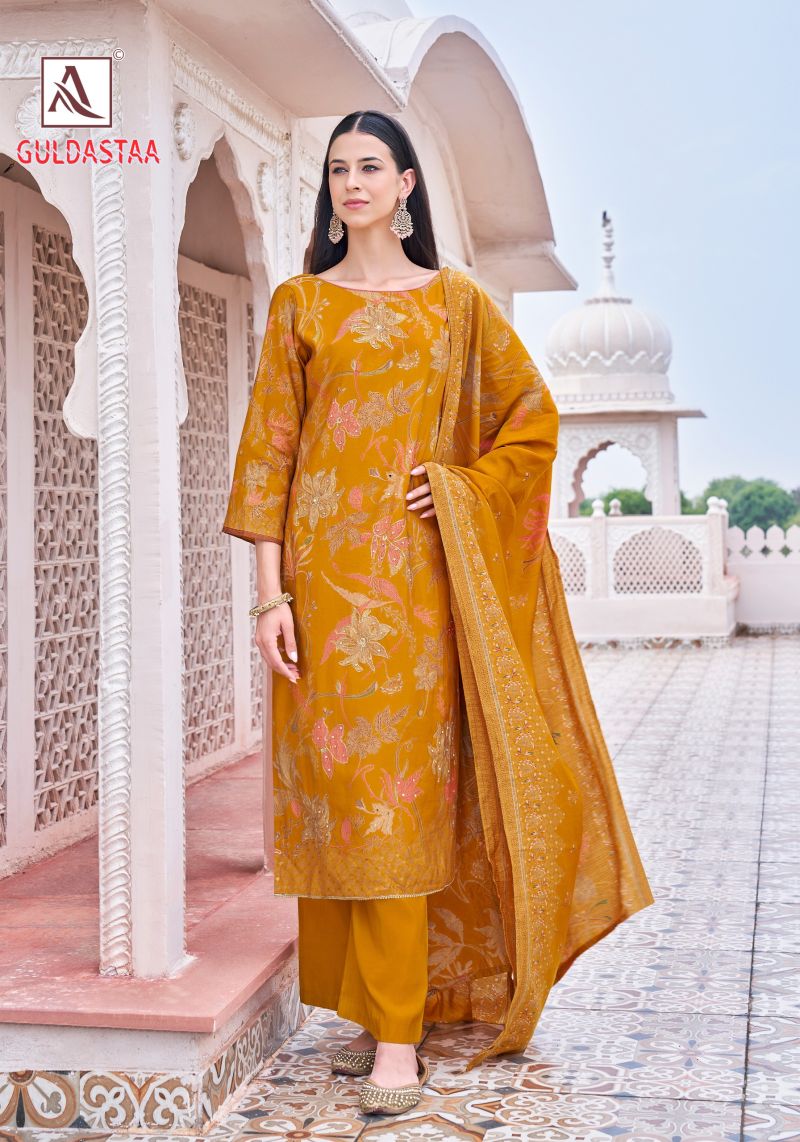 Alok Guldasta Mudaal Discharge Printed And Work Dress Material