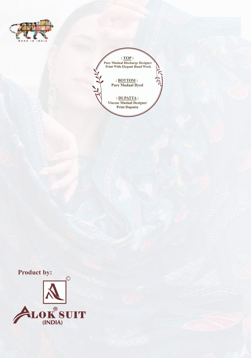 Alok Guldasta Mudaal Discharge Printed And Work Dress Material