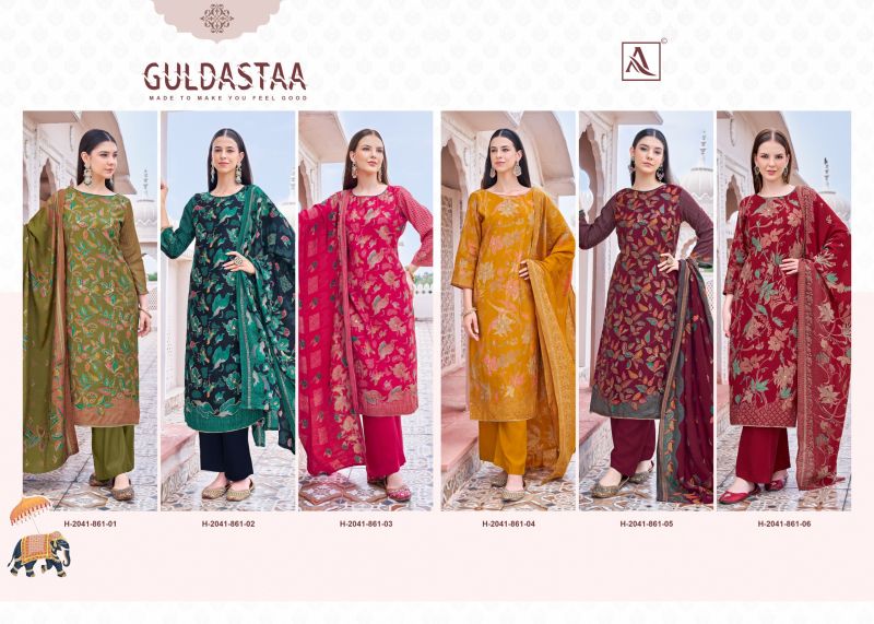 Alok Guldasta Mudaal Discharge Printed And Work Dress Material
