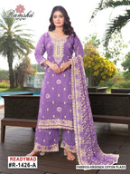 Ramsha R 1426 A To D Organza Embroidery Work Pakistani Salwar Kameez