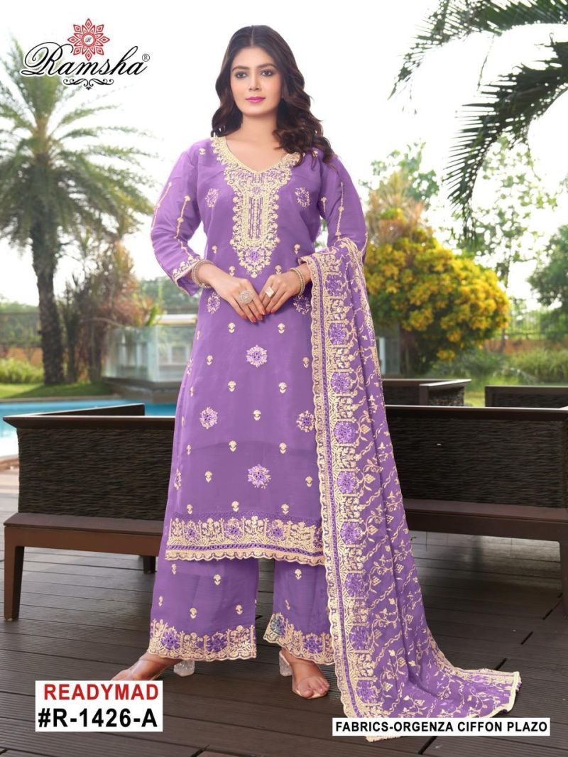 Ramsha R 1426 A To D Organza Embroidery Work Pakistani Salwar Kameez