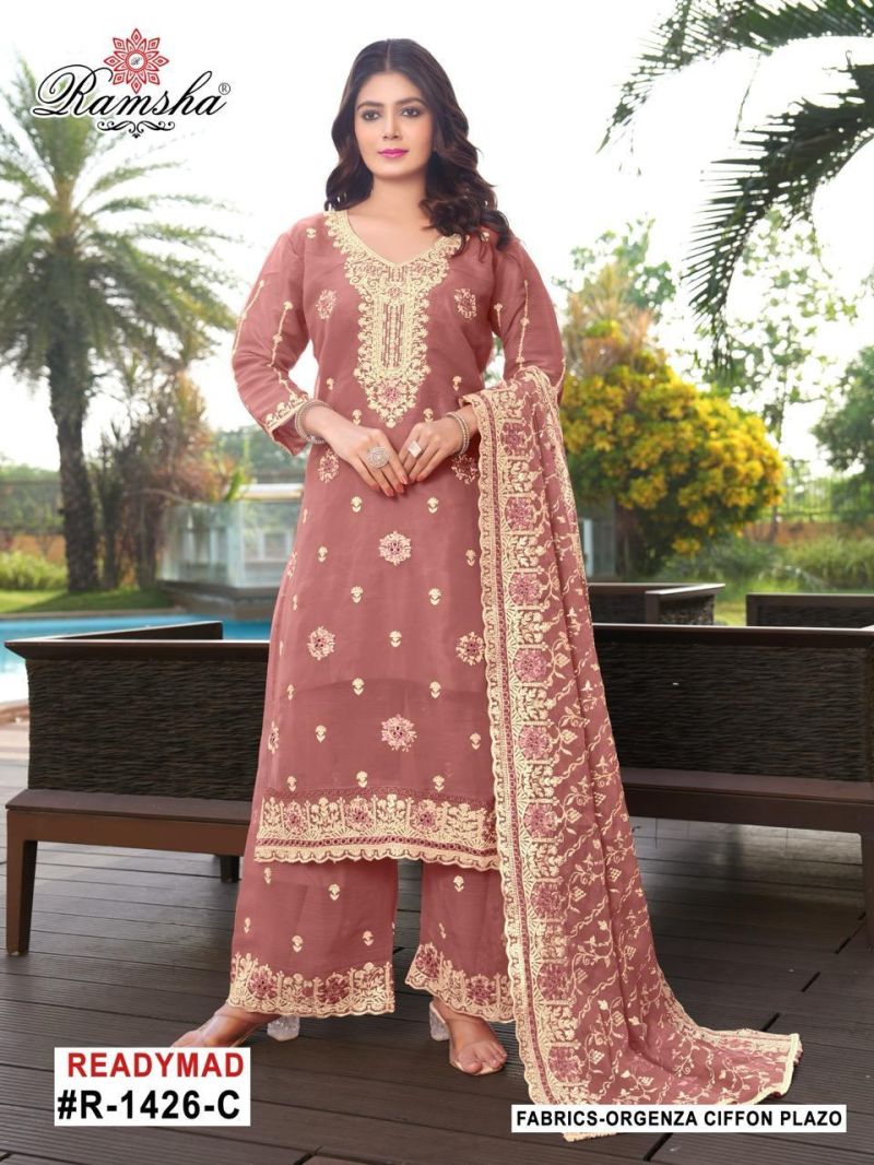 Ramsha R 1426 A To D Organza Embroidery Work Pakistani Salwar Kameez