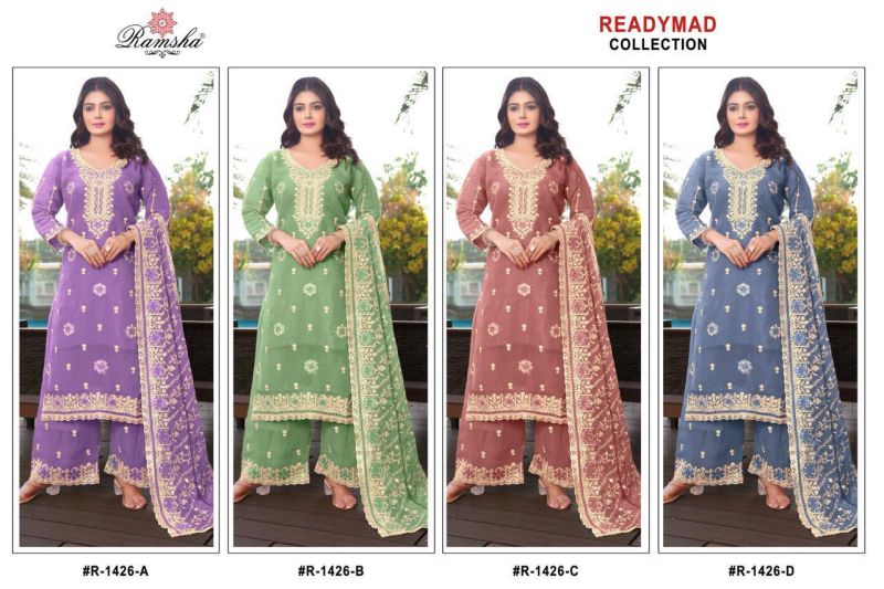 Ramsha R 1426 A To D Organza Embroidery Work Pakistani Salwar Kameez