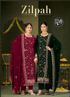 Four Dots Zilpah Designer Velvet Embroidered Salwar Suit Collection