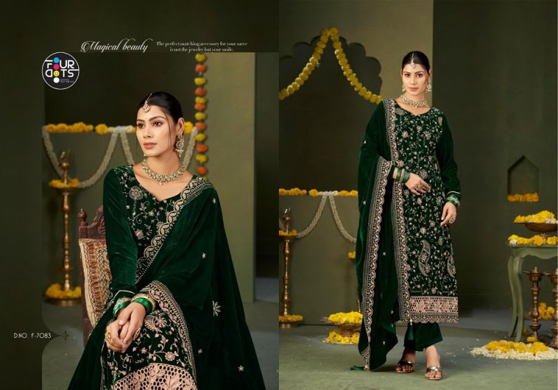 Four Dots Zilpah Designer Velvet Embroidered Salwar Suit Collection