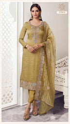Vinay Kuleesh Poshak Gold Silk Embroidered Salwar Suit Collection