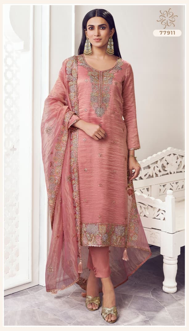 Vinay Kuleesh Poshak Gold Silk Embroidered Salwar Suit Collection