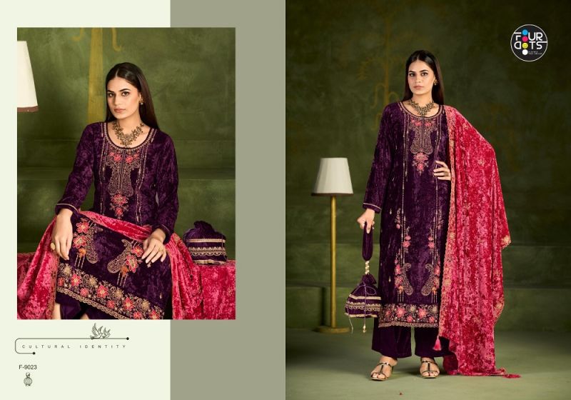 Four Dots Roman Vol 2 Velvet Embroidered Salwar Suit Collection