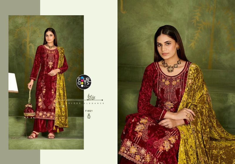 Four Dots Roman Vol 2 Velvet Embroidered Salwar Suit Collection