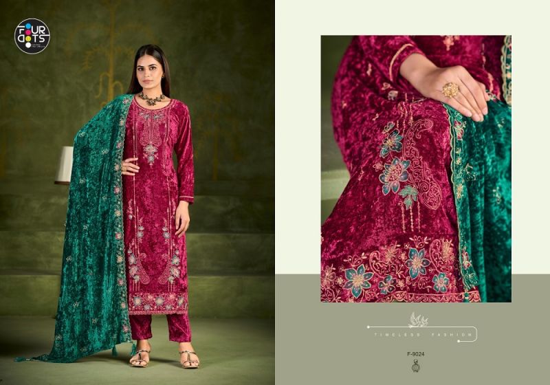 Four Dots Roman Vol 2 Velvet Embroidered Salwar Suit Collection