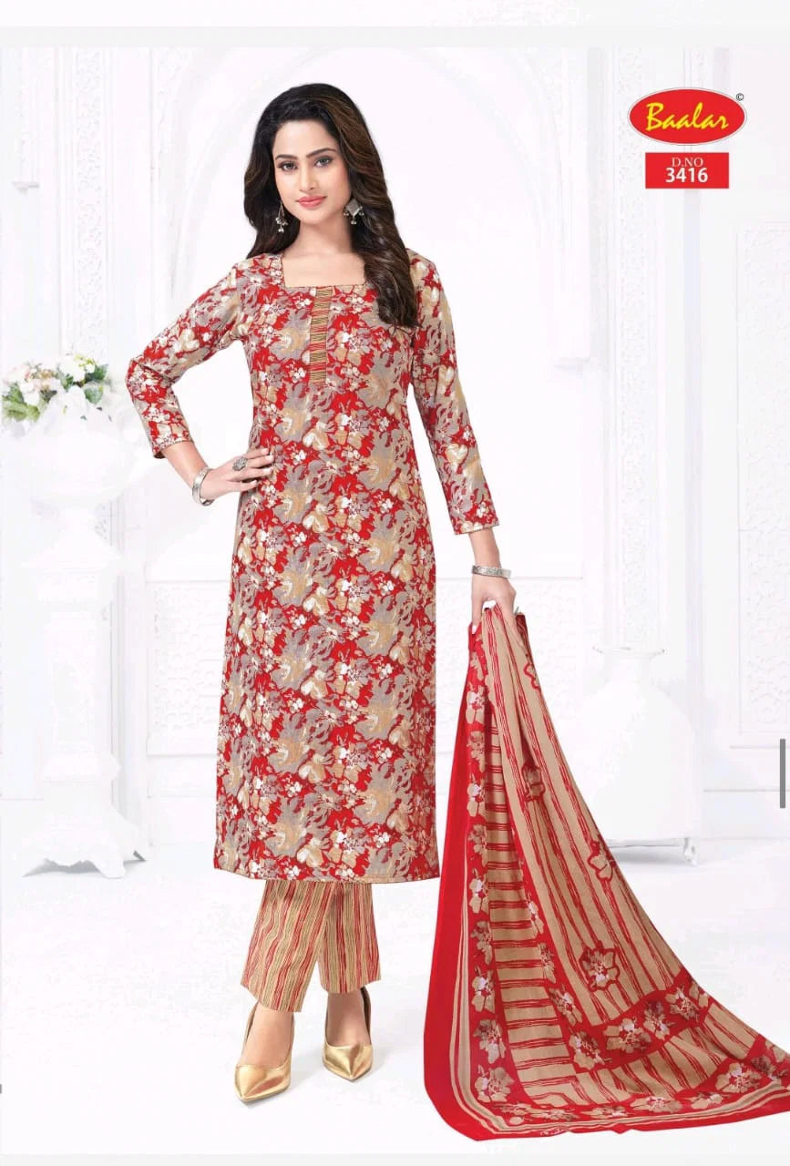 Baalar Zaara Vol 34 Readymade Cotton Printed Kurti With Bottom Dupatta