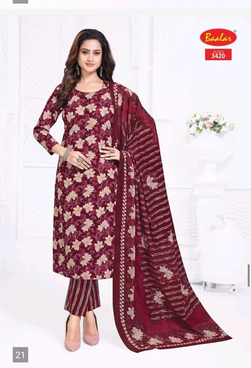 Baalar Zaara Vol 34 Readymade Cotton Printed Kurti With Bottom Dupatta