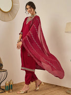 Vp 9559 Viscose Rayon Kurti Pant With Chanderi Silk Dupatta