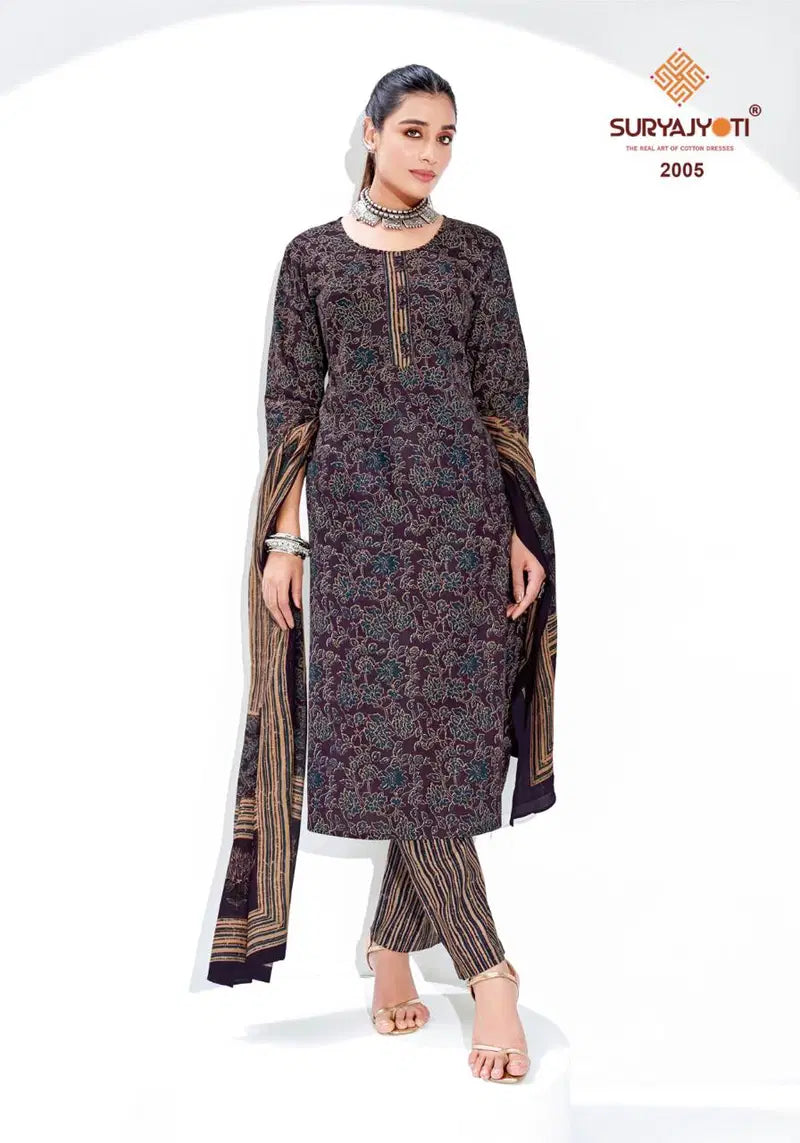 Suryajyoti Ajrak Vol 2 Cotton Readyamde Kurti Pant With Dupatta
